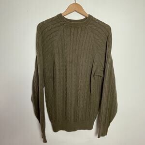 Cotton Cable Knit Sweater Large Preppy Old Money Academia Minimalist Coastal‎